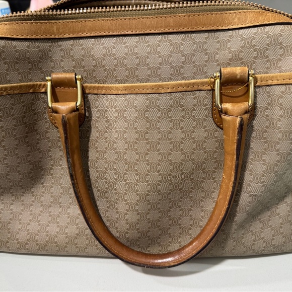 Vintage Celine Macadam Handbag - Beige & Tan Coated Canvas - Picture 3 of 9